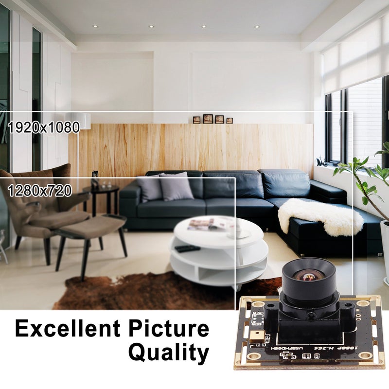 ELP Sony IMX323 Sensor Mini Low Light Wide Angle USB Camera Module with 100degree No Distortion Lens HD 1080P 0.01Lux USB2.0 Video Webcam Board UVC H.264 PC Camera for Computer, Laptop - Image 5